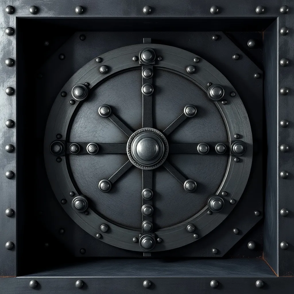 A heavy industrial steel vault door from the early 20th cent