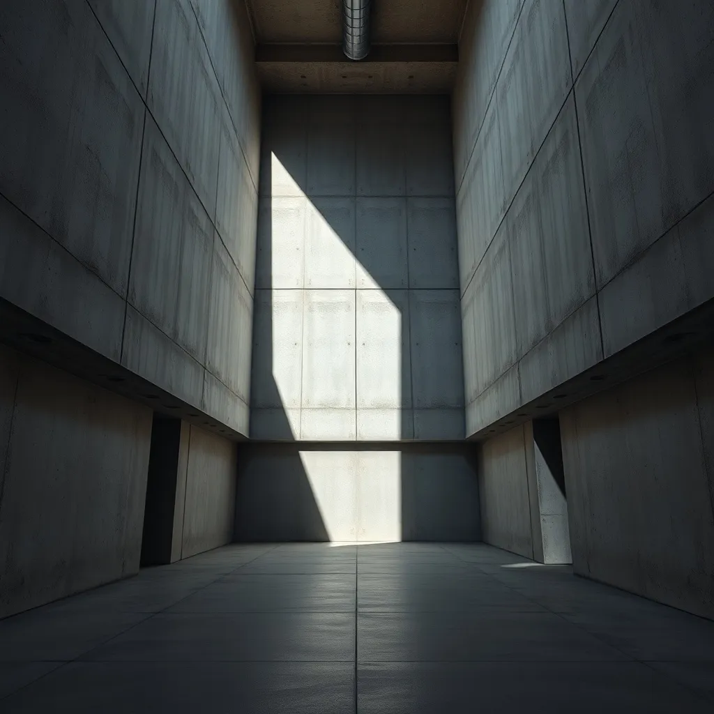 A minimalist, high-contrast architectural photo of a clean c